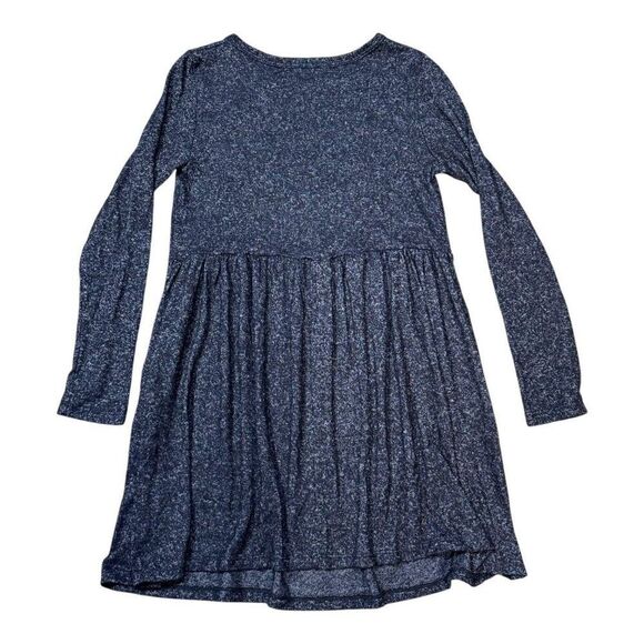 Byron Bay Small Long Sleeve Heathered Navy Blue Dress High-Low Hem Elastic Waist - Picture 2 of 6